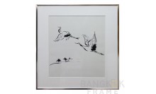 กรอบอลูมิเนียมสีเงิน-ภาพสีน้ำ-ใส่แมทบอร์ด